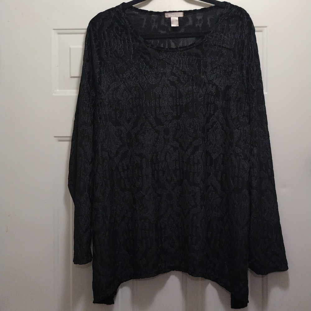 White Stag Women's Black Soot Velvety Blouse Size XXL NWT
